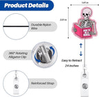 How to Be A Nurse Funny Skeleton Book Nurse Badge Reel, Cute Pink Radiology - Image 2
