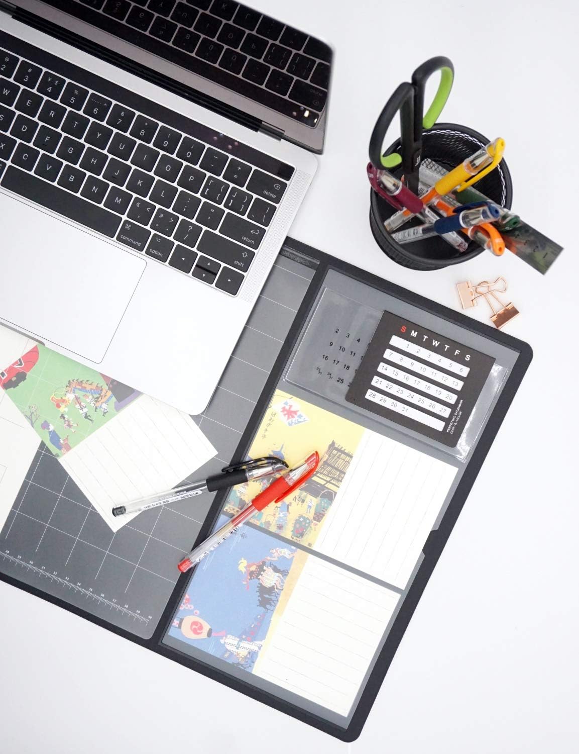 Multifunctional Desk Mat with Calendar, with Pockets for Notes/Monthly Plans/...