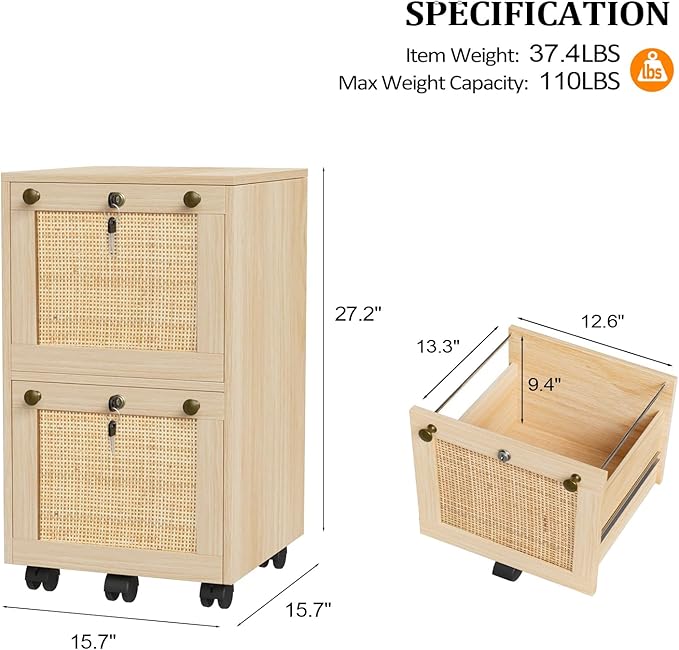 VINGLI 2 Drawer File Cabinet - Image 3