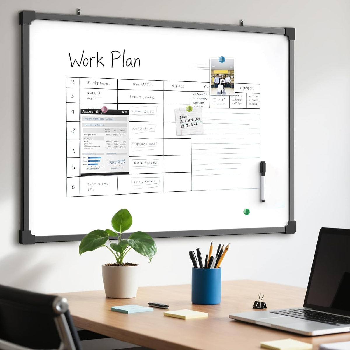 MaxGear 36" x 24" Magnetic Double-Sided Dry Erase Board, Aluminum F...