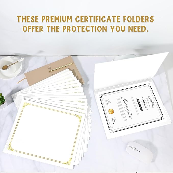 gisgfim 15Pcs Certificate Holders Diploma Covers Single Sided Gold Foil Border - Image 5