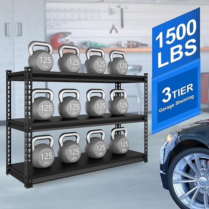 SDXYSTCE 48" W Garage Shelving Heavy Duty, 1500LBS Loads Adjustable Garage - Image 4