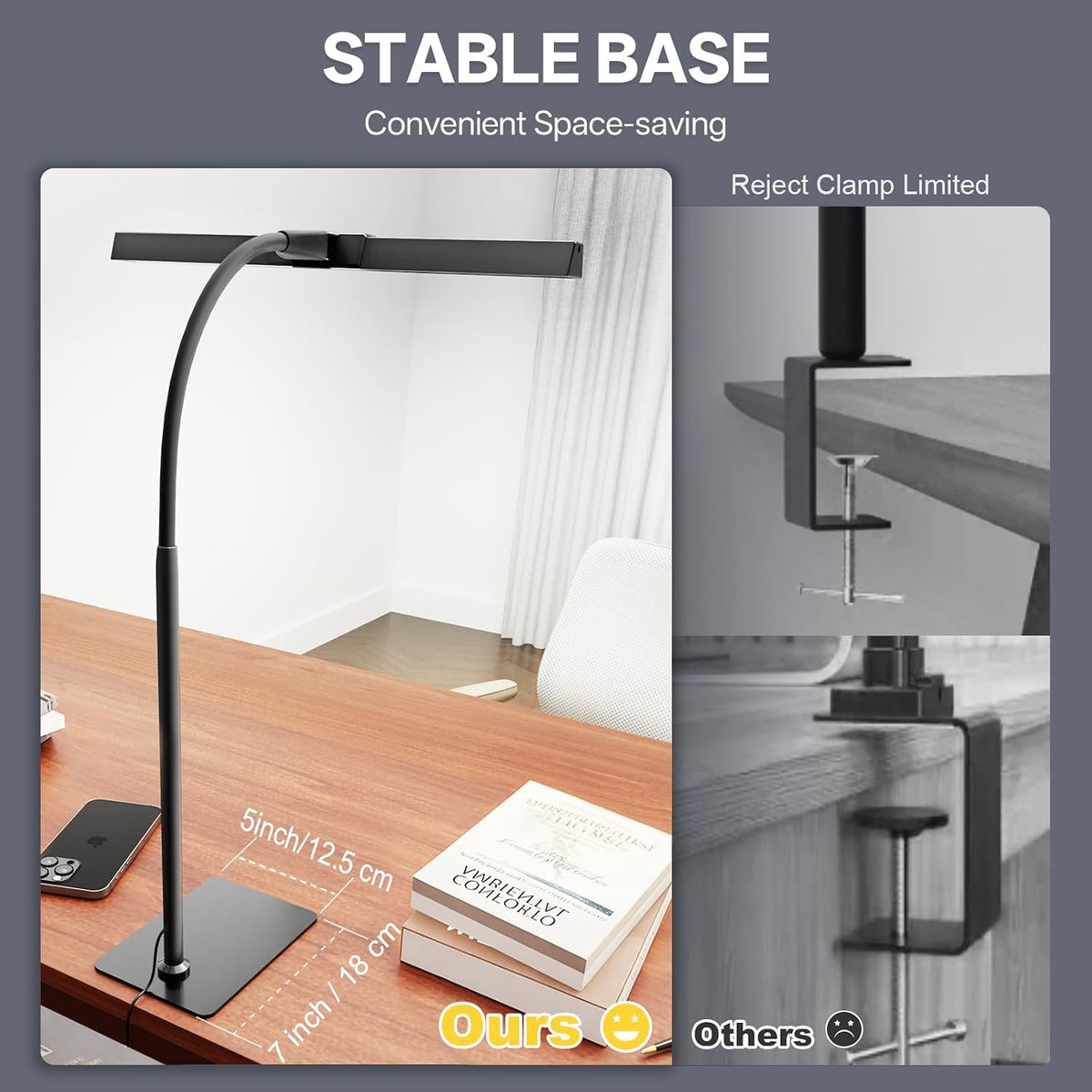 Kary LED Desk Lamp for Home Office, Flexible Gooseneck Task Light Tall 12W
