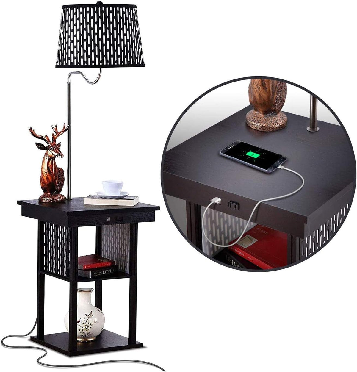 Brightech Madison Side Table with Lamp Combo with LED Bulb, Desk Lamp with US...
