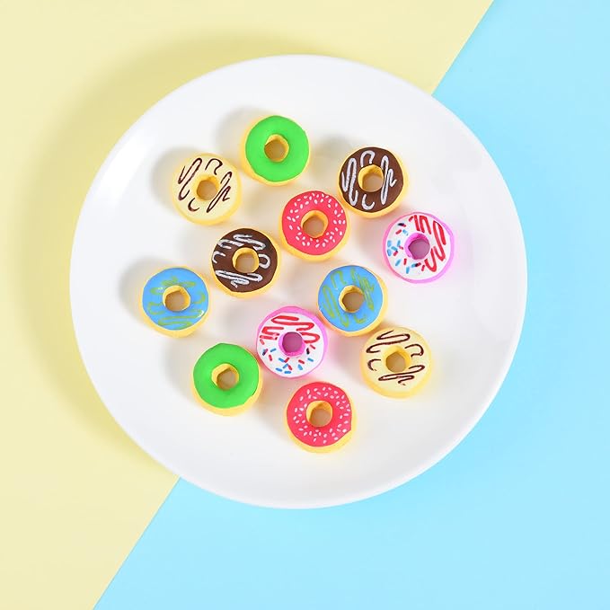 Donut Erasers for Kids, 24 Pieces 3D Cute Food Puzzle Mini Eraser, Cool Fun - Image 7