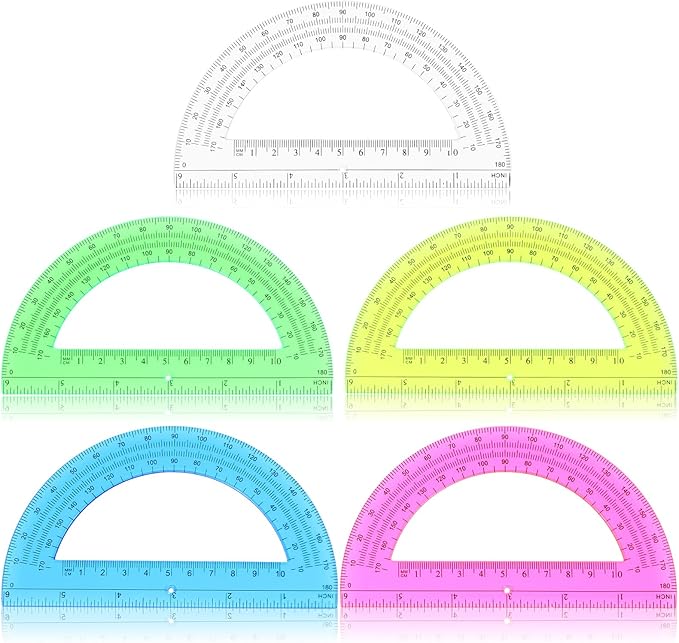 100 Pieces Protractors Bulk Plastic 180 Degrees 6 Inch Translucent Protractors - Image 2