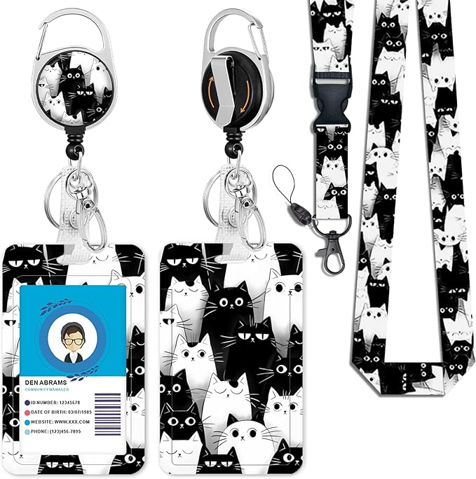 Giancomics Cat Lanyards for Id Badges, Cute ID Badge Holder by Giancomics