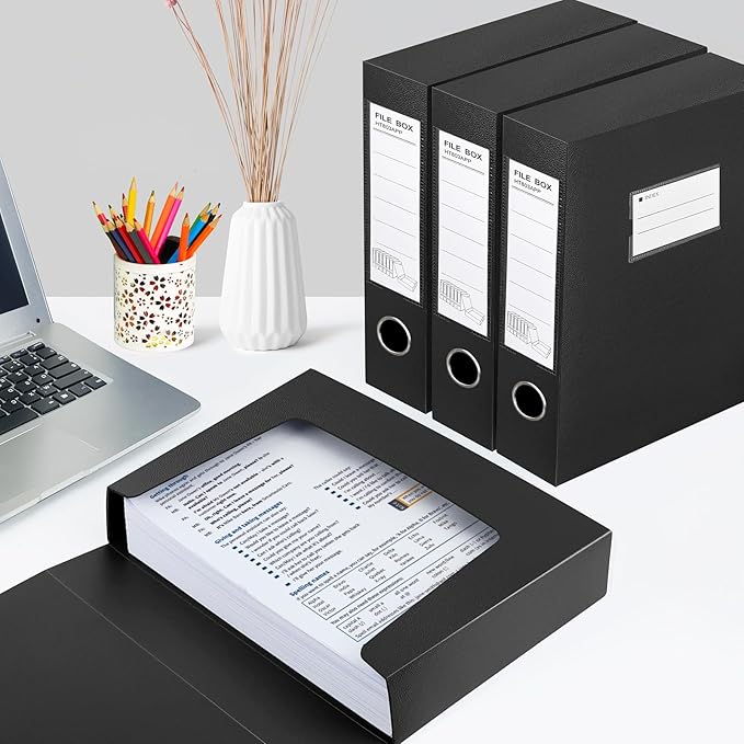 HUA JIE 2 Pack A4 Storage File Boxes Archives Case, 65mm Spine, Box File - Image 4