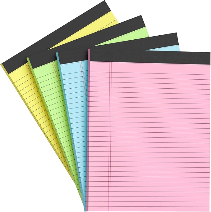 AILZFEI Colored Legal Pads 8.5 x 11 Note Pads 8.5x11 inch, Wide Ruled Clear by Unknown