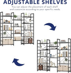 NUMENN Triple Wide 5 Tier Bookshelf, Rustic Industrial Style Bookcases and - Image 4