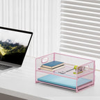 Marbrasse 2 Tier Paper Organizer Letter Tray, Mesh File Organizer - Image 5