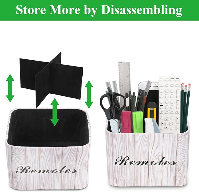 Hennaja Square Leather Art Supply Organizer, Remote Control Holder - Image 6