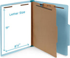 Blue Summit Supplies 10 Classification Folders, 1 Divider, Light Blue | Heavy-duty, letter size, 2 in expansion, 2 prong fasteners, 1 divider, for medical and legal files