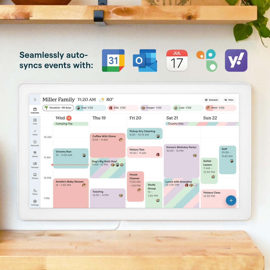 Skylight Calendar Max – 27" Digital Calendar & Chore Chart, Classic White | Family Organizer, HD Touchscreen Display, Wall Mountable, Portrait or Landscape, WiFi, Auto-Brightness