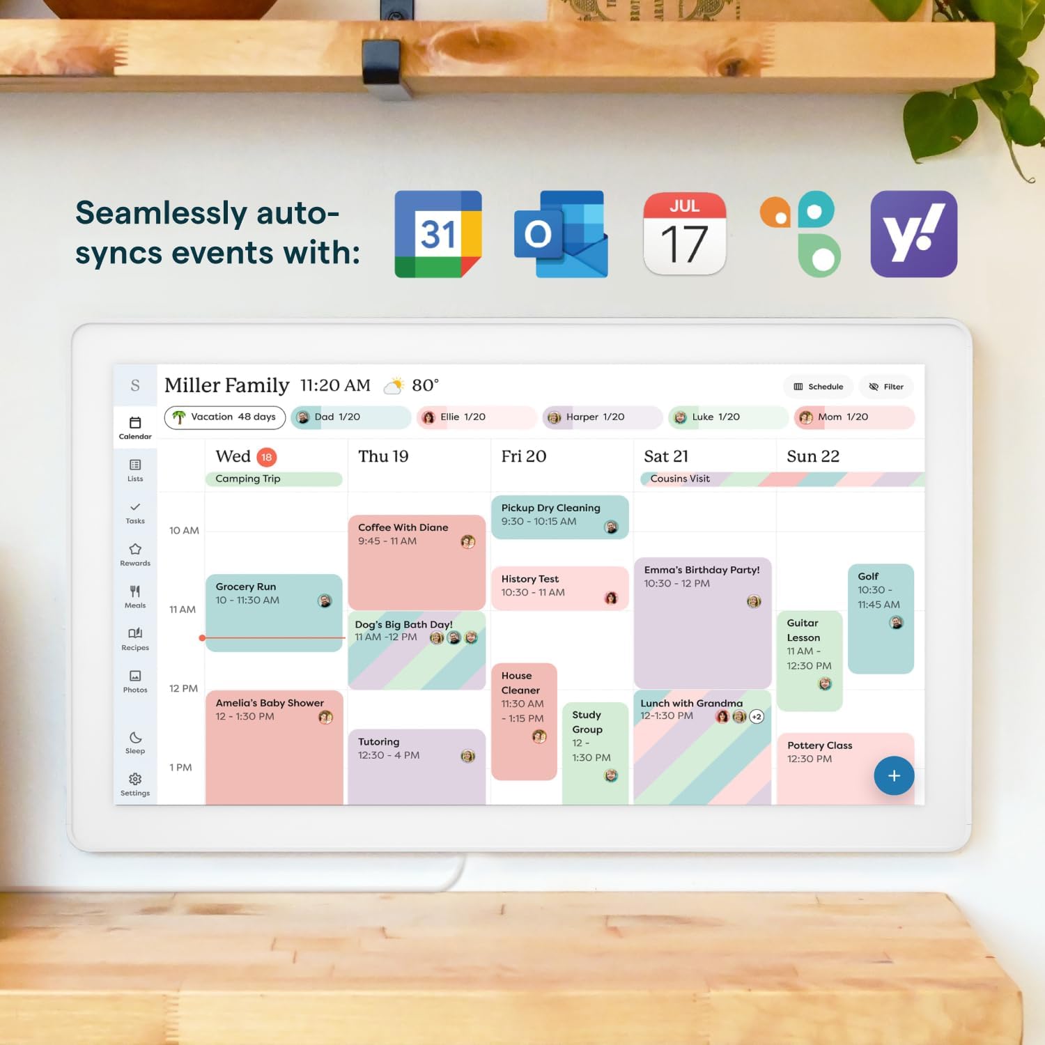 Skylight Calendar Max – 27" Digital Calendar & Chore Chart, Classic White | Family Organizer, HD Touchscreen Display, Wall Mountable, Portrait or Landscape, WiFi, Auto-Brightness