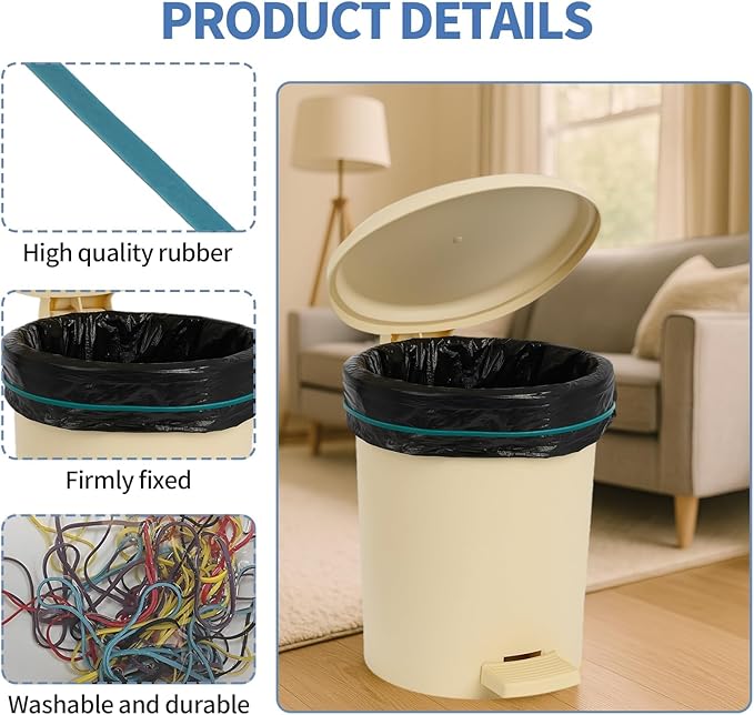 50Pack Trash Can Rubber Bands, 5 Colors Large Rubber Bands, Heavy Duty - Image 3