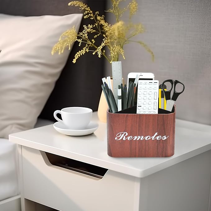 Hennaja Square Leather Art Supply Organizer, Remote Control Holder - Image 9