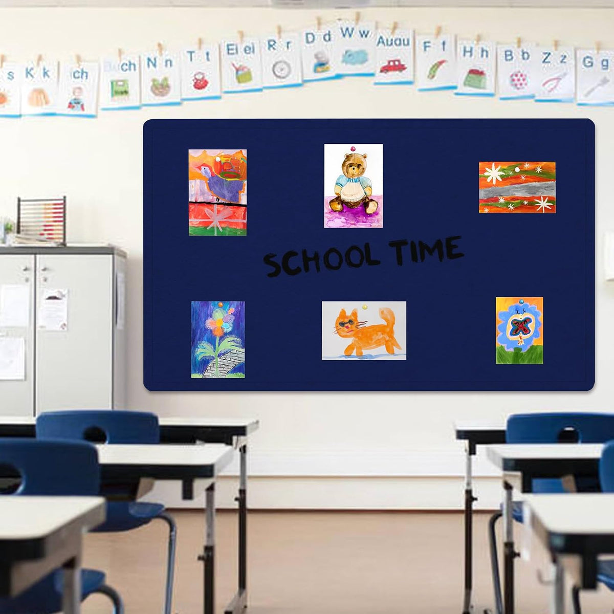 Large Bulletin Board 60" x 36" Felt Cork Board - Decor Pin Board, D...