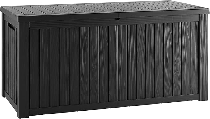 TARKARI 200 Gallon Lockable Resin Deck Box, Waterproof & UV-Resistant Outdoor by Home