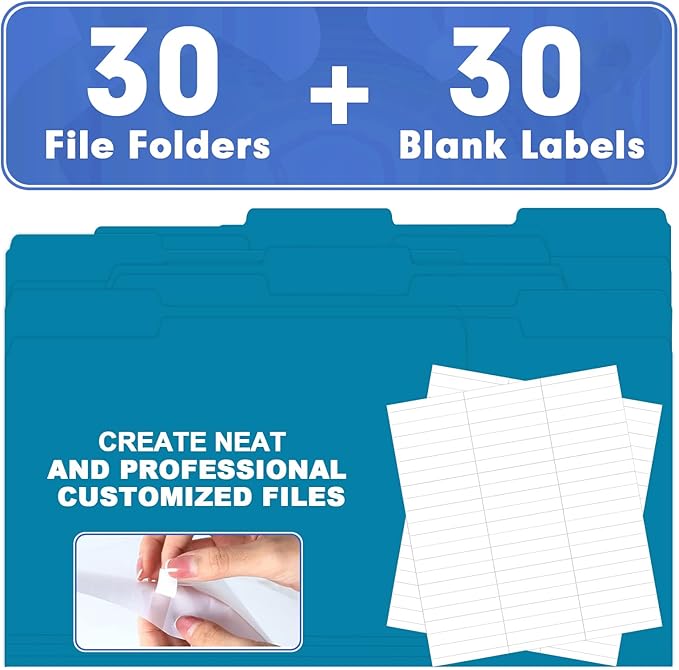 File Folder, HERKKA 30 Pack 1/3 Cut Tab File Folders, File Folders Great - Image 5