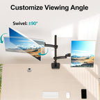 mount pro vertical dual monitor mount, stacked monitor showing dimensions