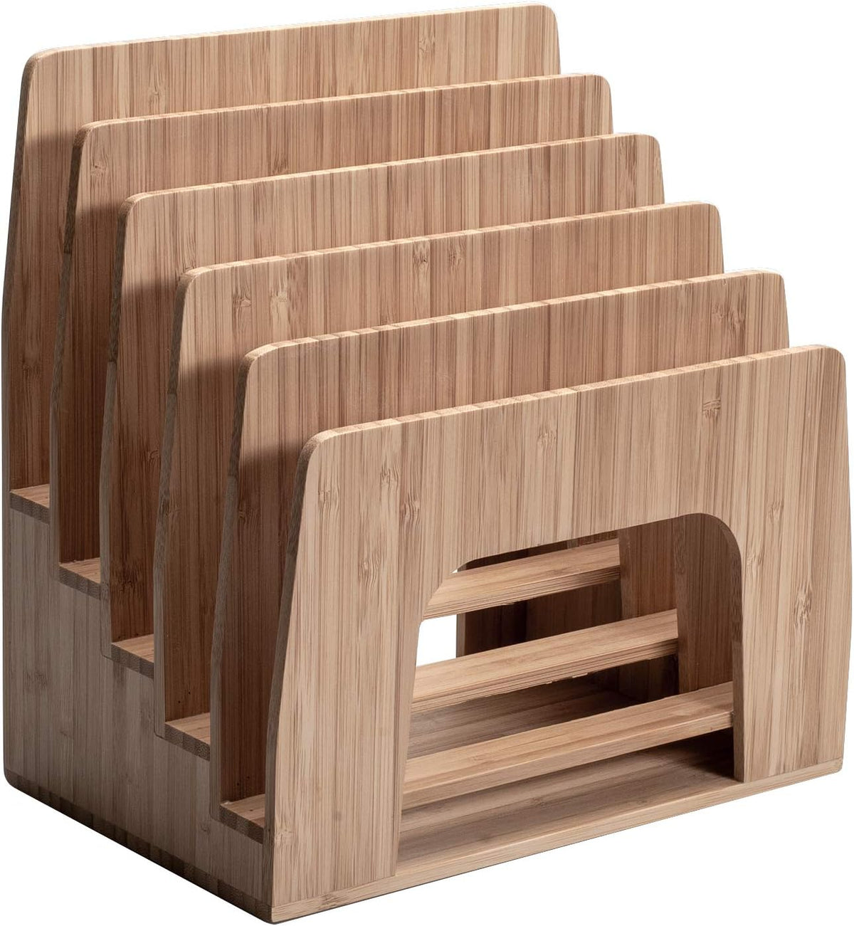 MobileVision Bamboo Desktop Inclined File Folder Organizer and Paper Tray, Up...