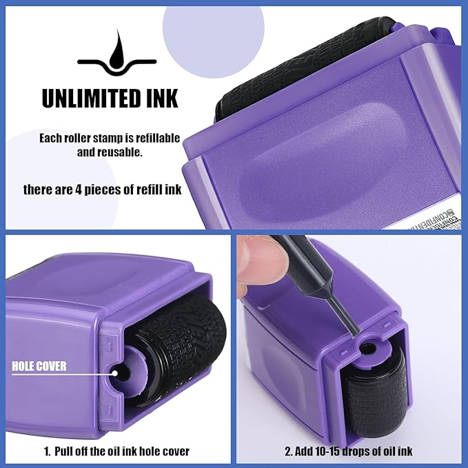 Nezyo 2 Pack Identity Protection Roller Stamp Identity Theft, Confidential - Image 3