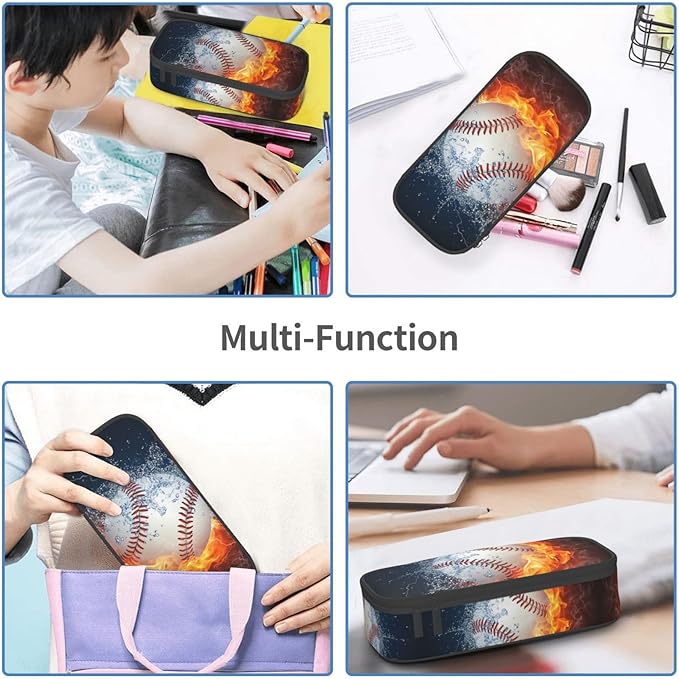 HKHEHOP Baseball Ball Pencil Case Big Capacity Storage Pencil Pouch Stationery - Image 8