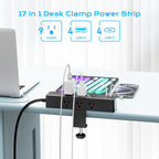 desk clamp power strip 10ft, acozvin 40w total shown in use