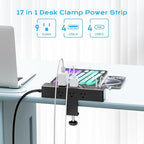 Flat Plug Desk Clamp Power Strip 10FT, 40W Total Fast Charging Station - Image 2