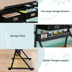 ZENY Drafting Table Art Desk Drawing Table Height Adjustable Artist Table with Tilted Tabletop, Drafting Stool and Storage Drawer for Reading, Writing, Crafting, Painting Art