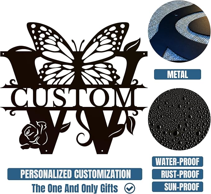 Personalized Custom Letter Name metal Signs, Custom Black Letter Monogram Wall - Image 6
