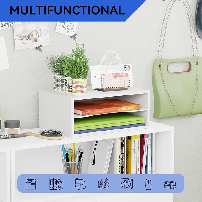GDINDINFAN Wood Desktop Letter Tray File Organizer, Paper Storage Mail Sorter - Image 6