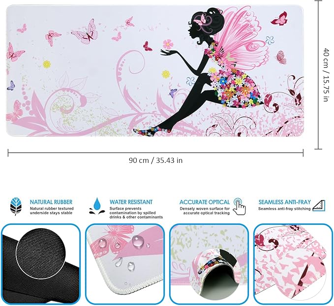 iCasso Extended Gaming Mouse Pad, Large 3mm Non-Slip Rubber Base Mousepad - Image 2