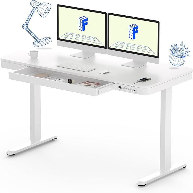 FLEXISPOT 55" White Electric Standing Desk by FlexiSpot