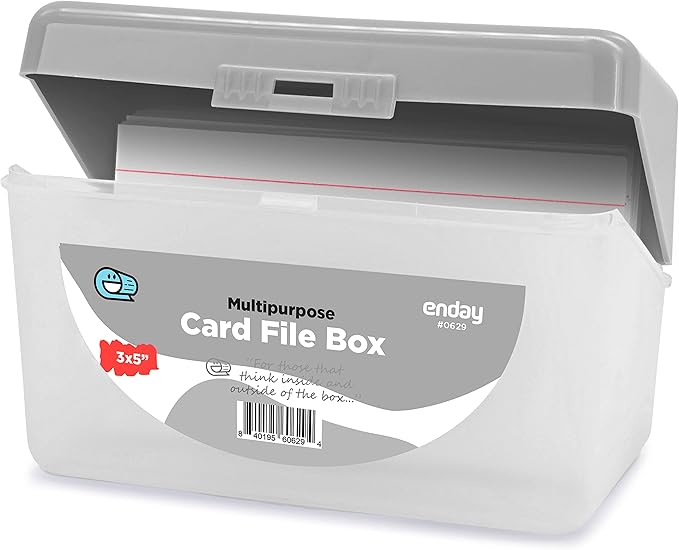 Enday Index Card Holder Grey, 3x5 Note Flash Card Organizer Case, Stackable by ENDAY
