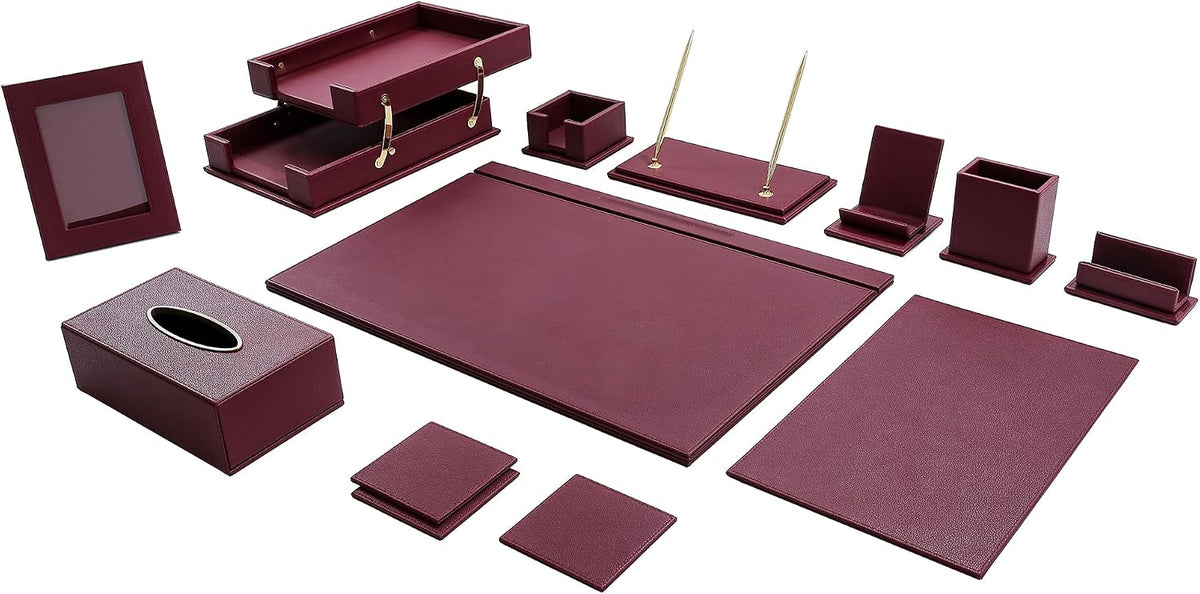 RitPin Desk Set，11-Piece Leather Desk Organizer Set, Executive Office
