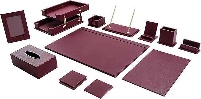 RitPin Desk Set，11-Piece Leather Desk Organizer Set, Executive Office by RitPin