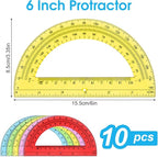 Hoiny 10 Pack Clear Protractor, 6 Inch Plastic Protractors, 180 Degrees - Image 2