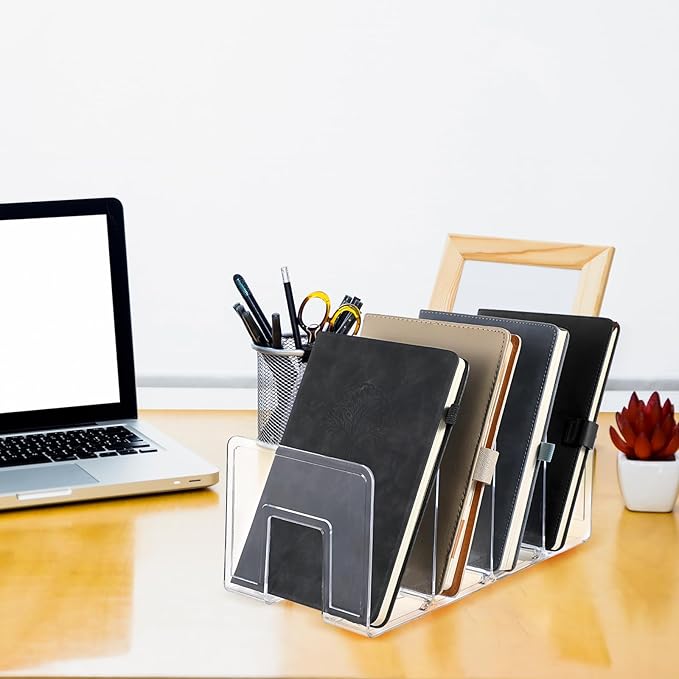 Lemecima 4 Pack Acrylic File Sorter, 4-Section Clear Desktop File Folder Holder - Image 5