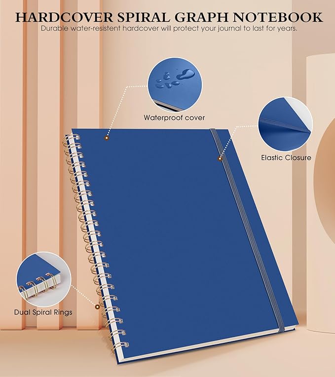 Graph Paper Notebook, Spiral Notebook Journal 8.5” x 11”, A4 Large Grid - Image 3