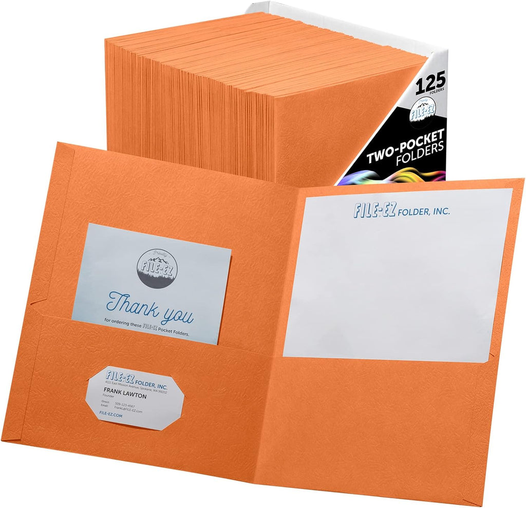 FILE-EZ Two-Pocket Folders, Textured Paper, Letter Size