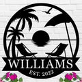 Personalized Palm Trees Family Name Sign, Custom Metal Palm Tree Sign, Custom