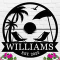 Personalized Palm Trees Family Name Sign, Custom Metal Palm Tree Sign, Custom by HRZSIGNFC
