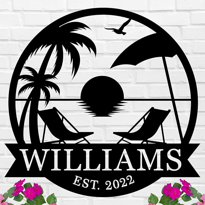 Personalized Palm Trees Family Name Sign, Custom Metal Palm Tree Sign, Custom by HRZSIGNFC