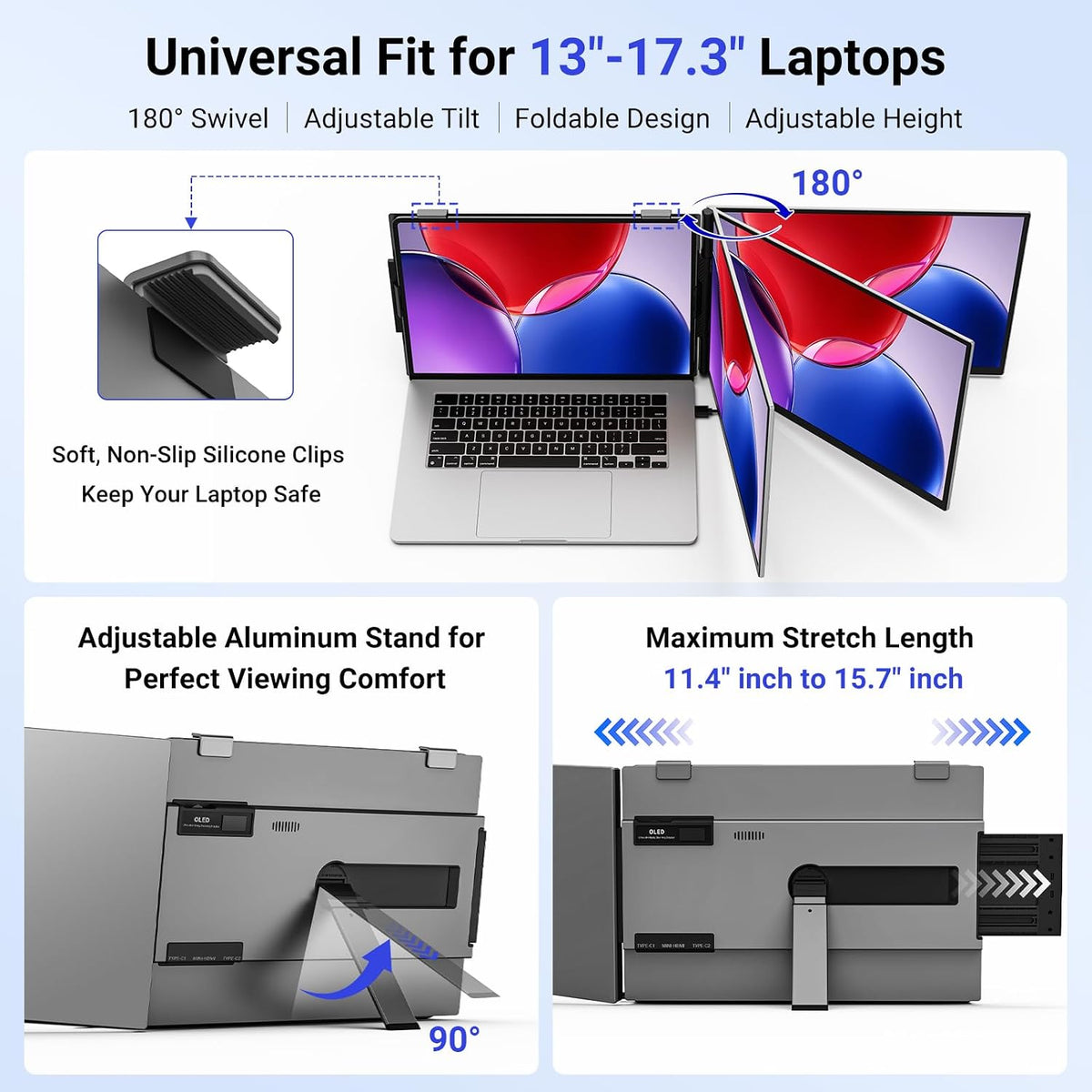 14'' Laptop Screen Extender, 16:10 1200P OLED Portable Monitor with B...