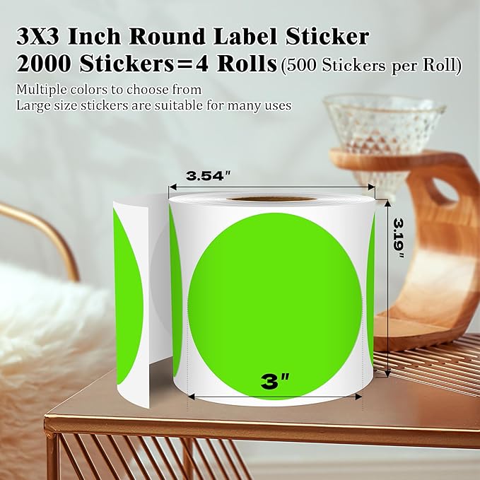 3 Inch Round Colored Dot Stickers, 4 Rolls in Dispenser Box - Image 2