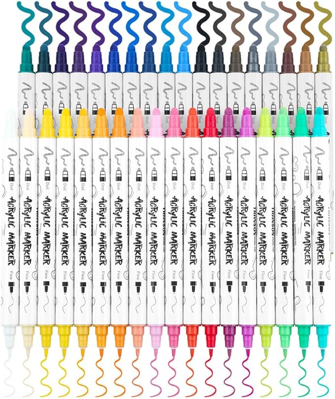 TRANSON 36 Color Bold and Fine Dual-tip Acrylic Paint Pen Set - Image 7