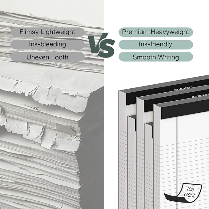 POPRUN White Legal Pads 8.5 x 11.75 Wide Ruled, 100GSM Writing Paper Pad - Image 2