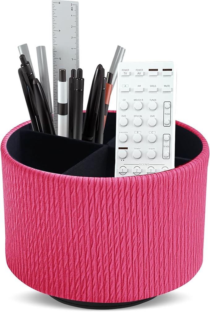 Hennaja Round Leather Art Supply Organizer, Remote Control Holder, 360 Degree by Hennaja